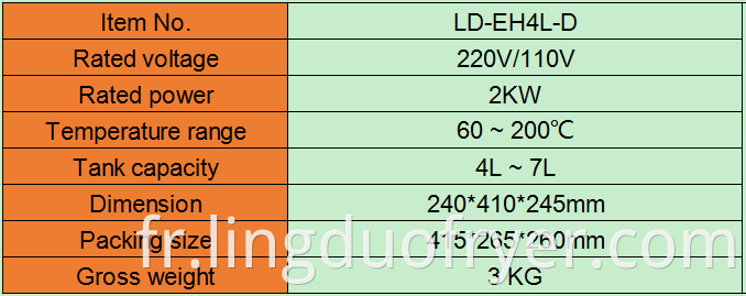 4l Electric Fryer Product Details